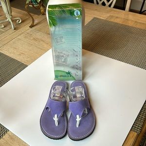 NEW in box! KEY WEST Factory Purple Faux Suede Thong Sandal